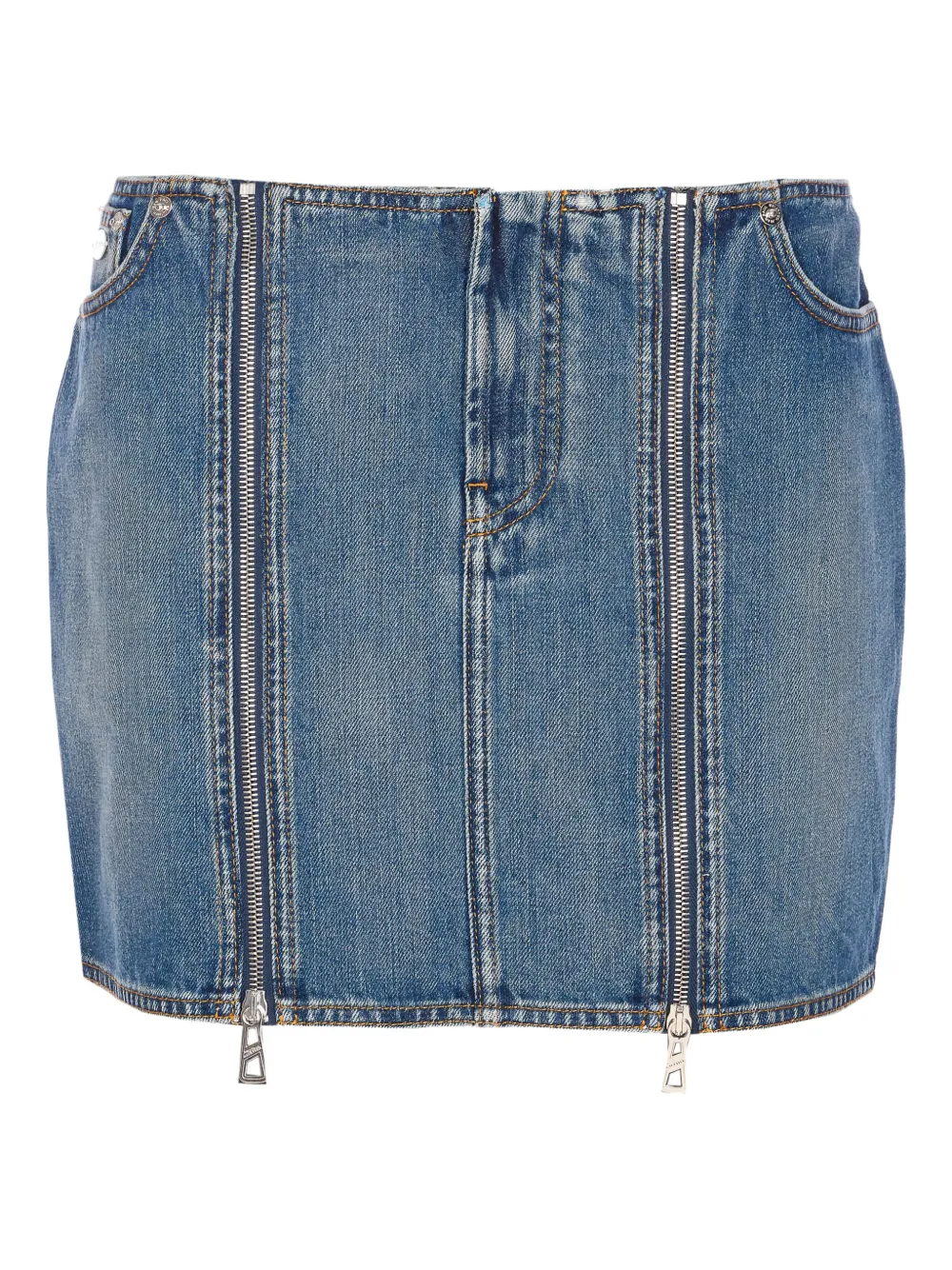 Jean Paul Gaultier Mini Denim Skirt With Pockets And Loops In Blue