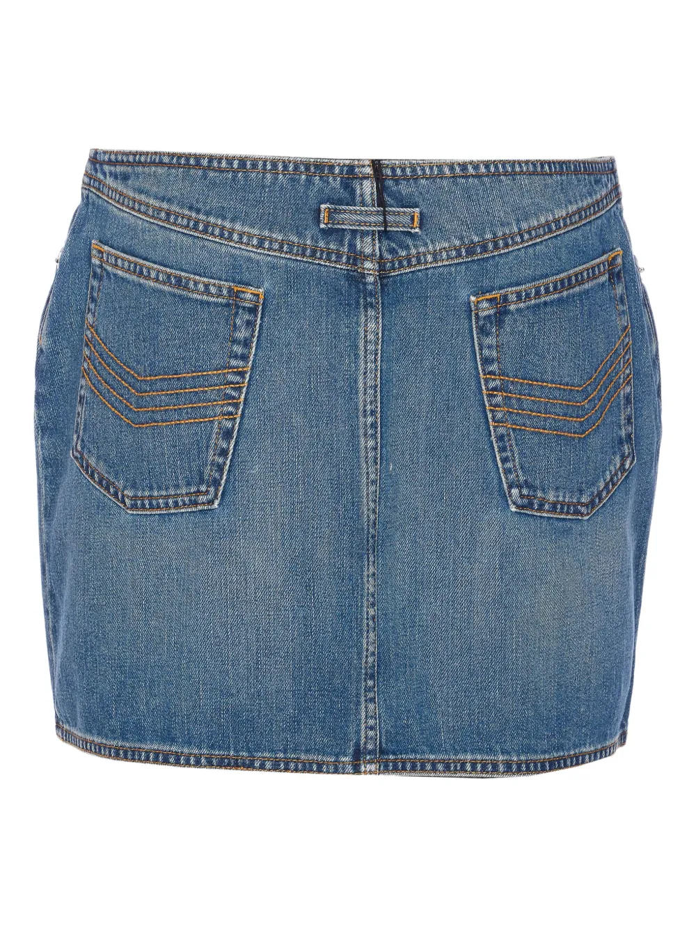 Jean Paul Gaultier Mini Denim Skirt With Pockets And Loops In Blue