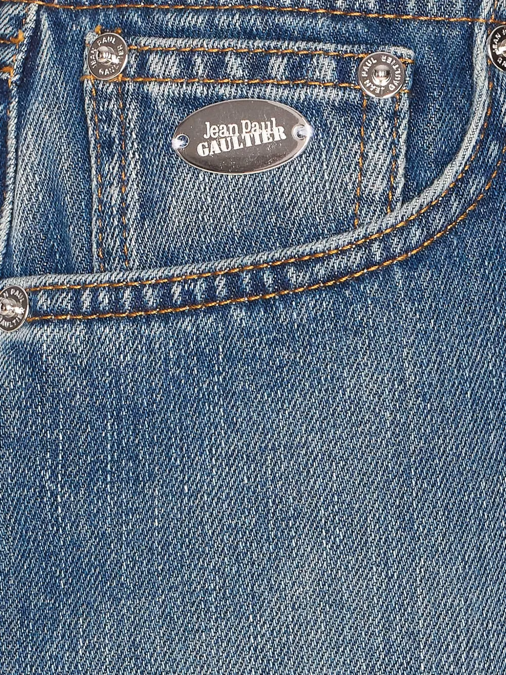 Jean Paul Gaultier Mini Denim Skirt With Pockets And Loops In Blue