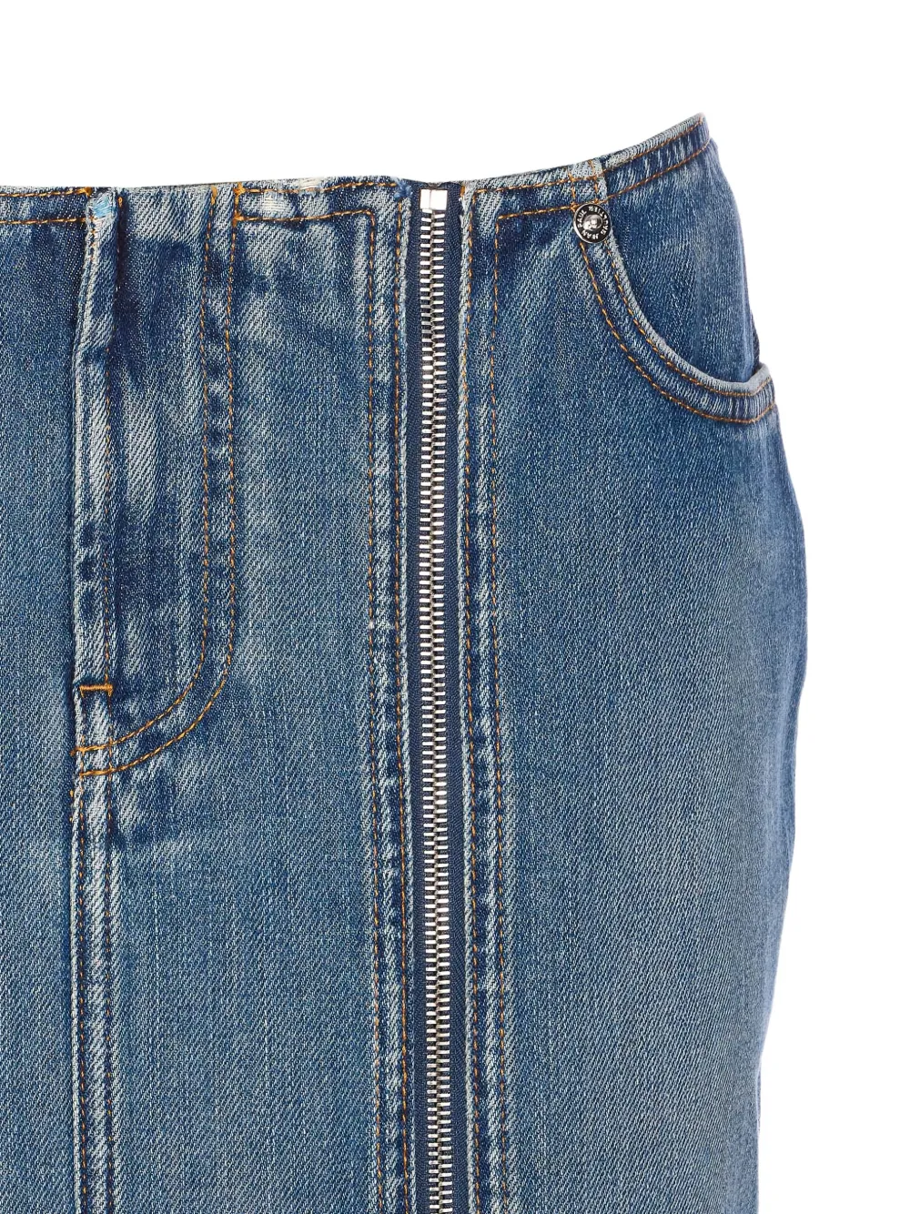 Jean Paul Gaultier Mini Denim Skirt With Pockets And Loops In Blue