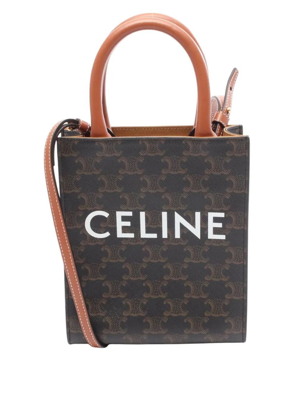 Celine Pre-Owned 2018-2025 Mini Triomphe Coated Canvas Vertical Cabas Celine Pre-Owned 2018-2025 Mini Triomphe Coated Canvas Vertical Cabas