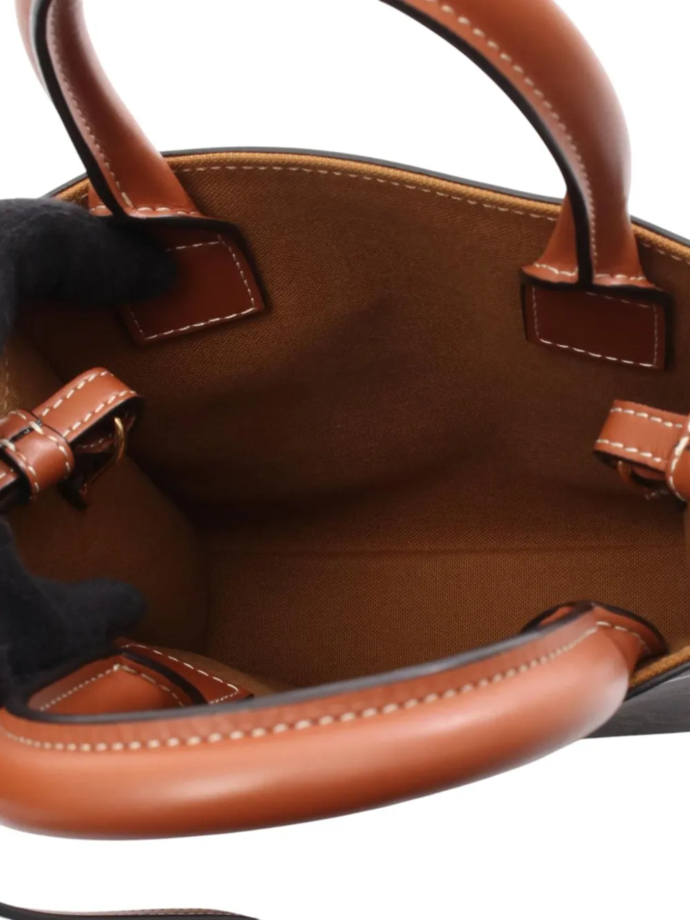 Pre-owned Celine 2018-2025 Mini Triomphe Coated Canvas Vertical Cabas Satchel In Brown