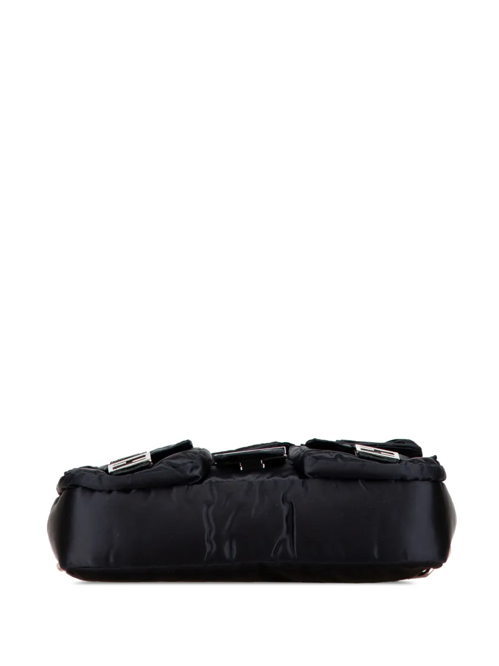 Pre-owned Fendi 2000-2010 Nylon Multipocket Convertible Baguette Satchel In Black