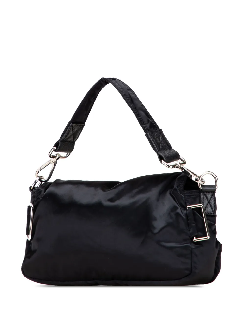 Pre-owned Fendi 2000-2010 Nylon Multipocket Convertible Baguette Satchel In Black