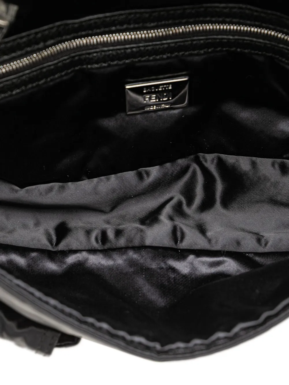 Pre-owned Fendi 2000-2010 Nylon Multipocket Convertible Baguette Satchel In Black