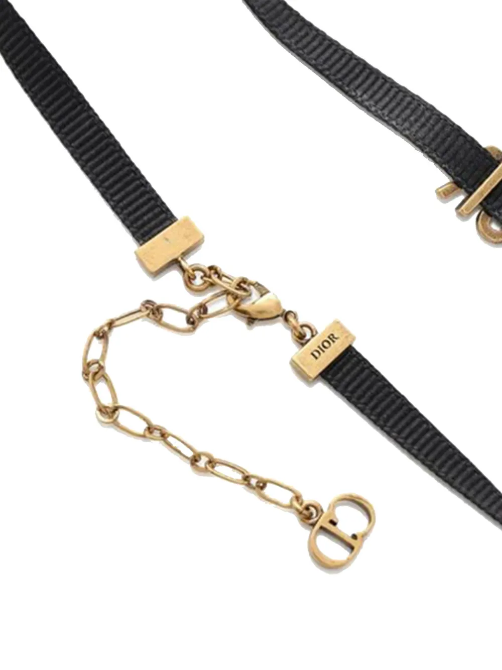 Pre-owned Dior 2000-2025 Nylon Grosgrain Ribbon Ja Choker Necklace Costume Necklace In Black