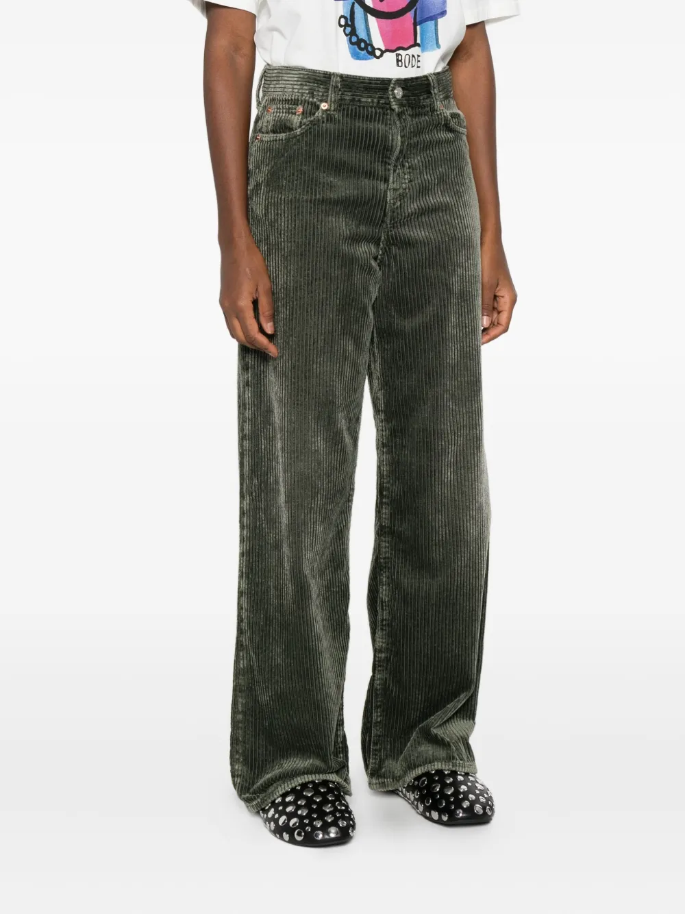 Bellerose Belt Loop Casual Pants In Green