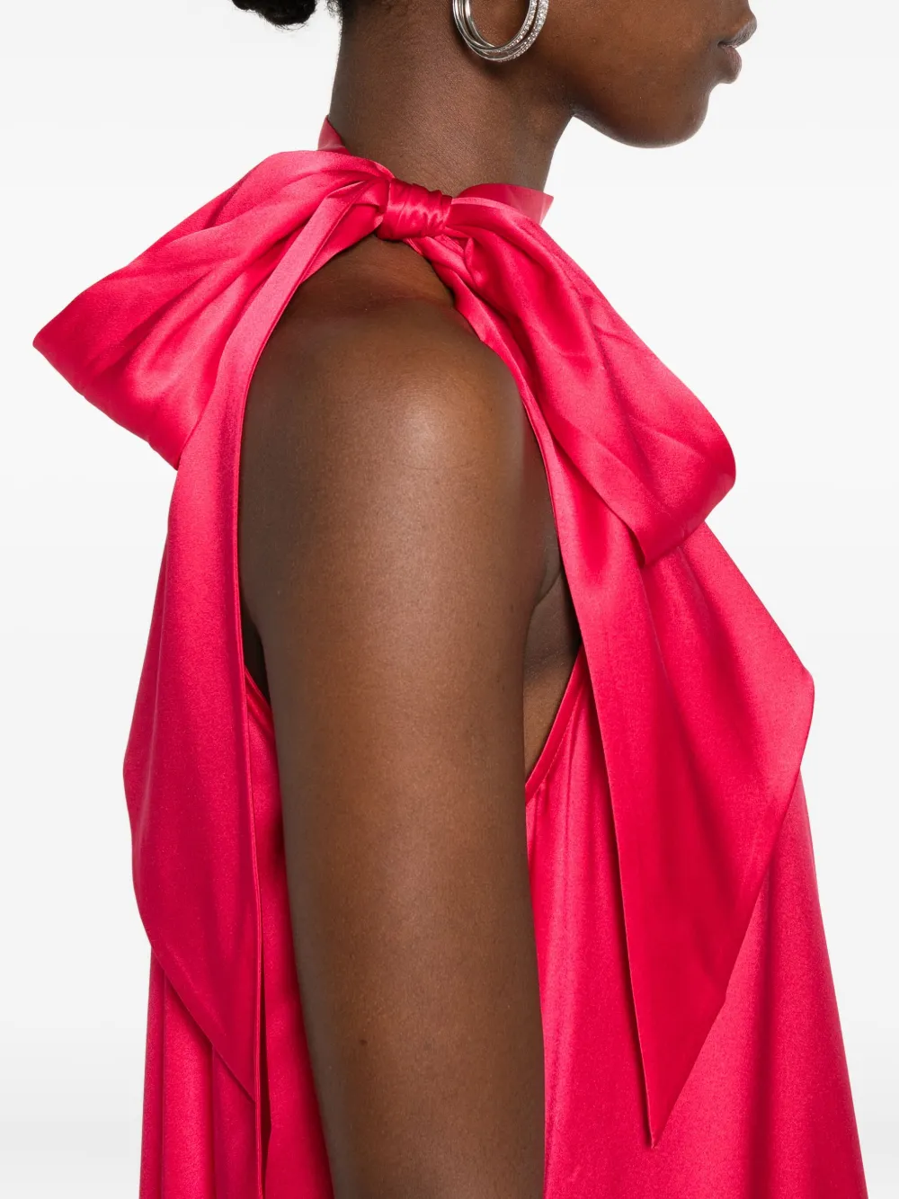 Danamè Bow-neck Satin Midi Dress In Red