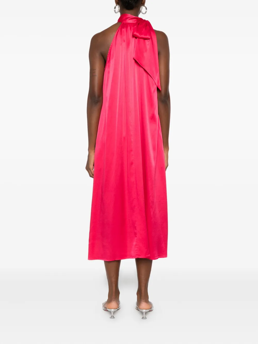Danamè Bow-neck Satin Midi Dress In Red