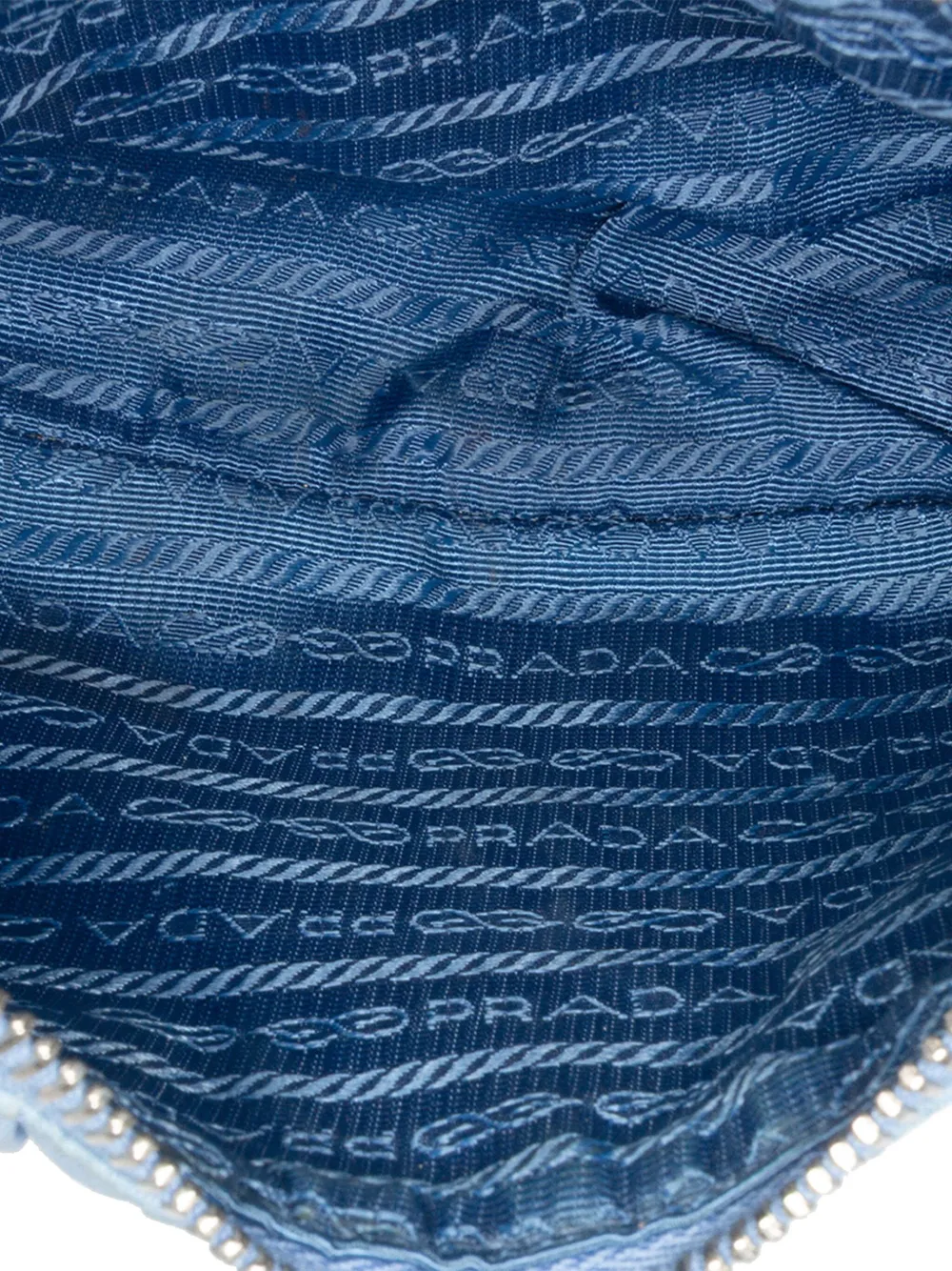 Pre-owned Prada 2019-2025 Tessuto Gaufre Re Edition Shoulder Bag In Blue