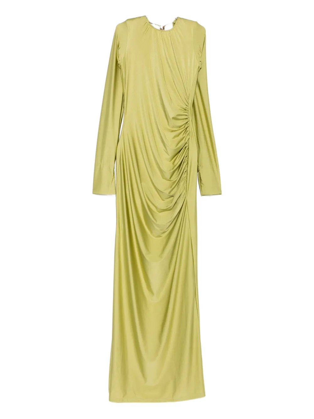 Danamè Long-sleeve Draped Dress In Green