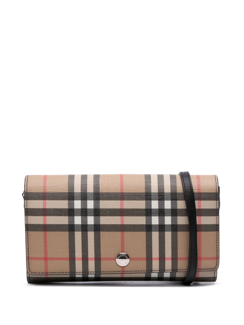 Burberry Pre-Owned 2000-2017 ハウスチェック コーテッドキャンバス ウォレット オン ストラップ Burberry Pre-Owned 2000-2017 ハウスチェック コーテッドキャンバス ウォレット オン ストラップ
