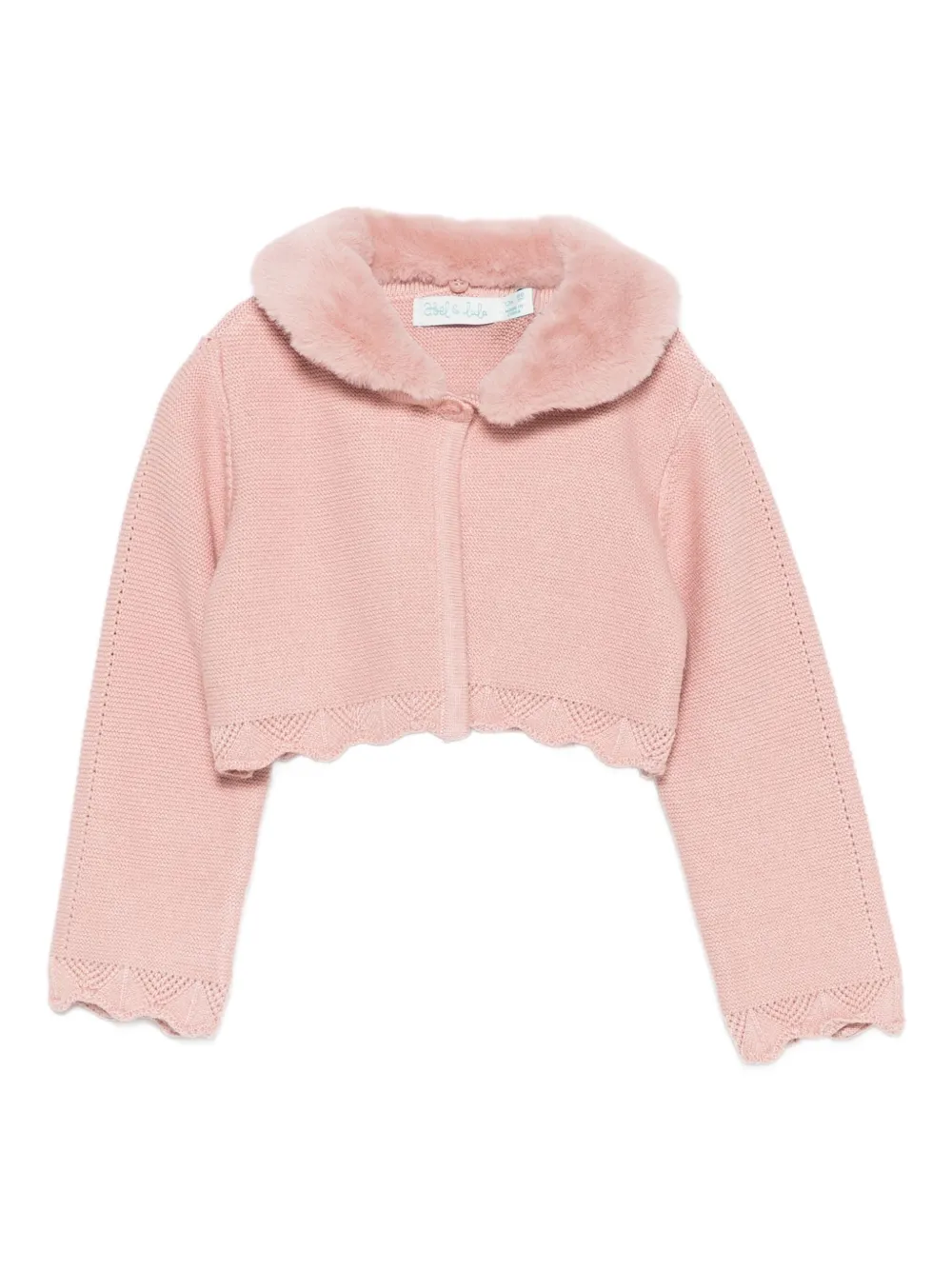 Abel & Lula fur-collar scalloped cardigan - Rosa