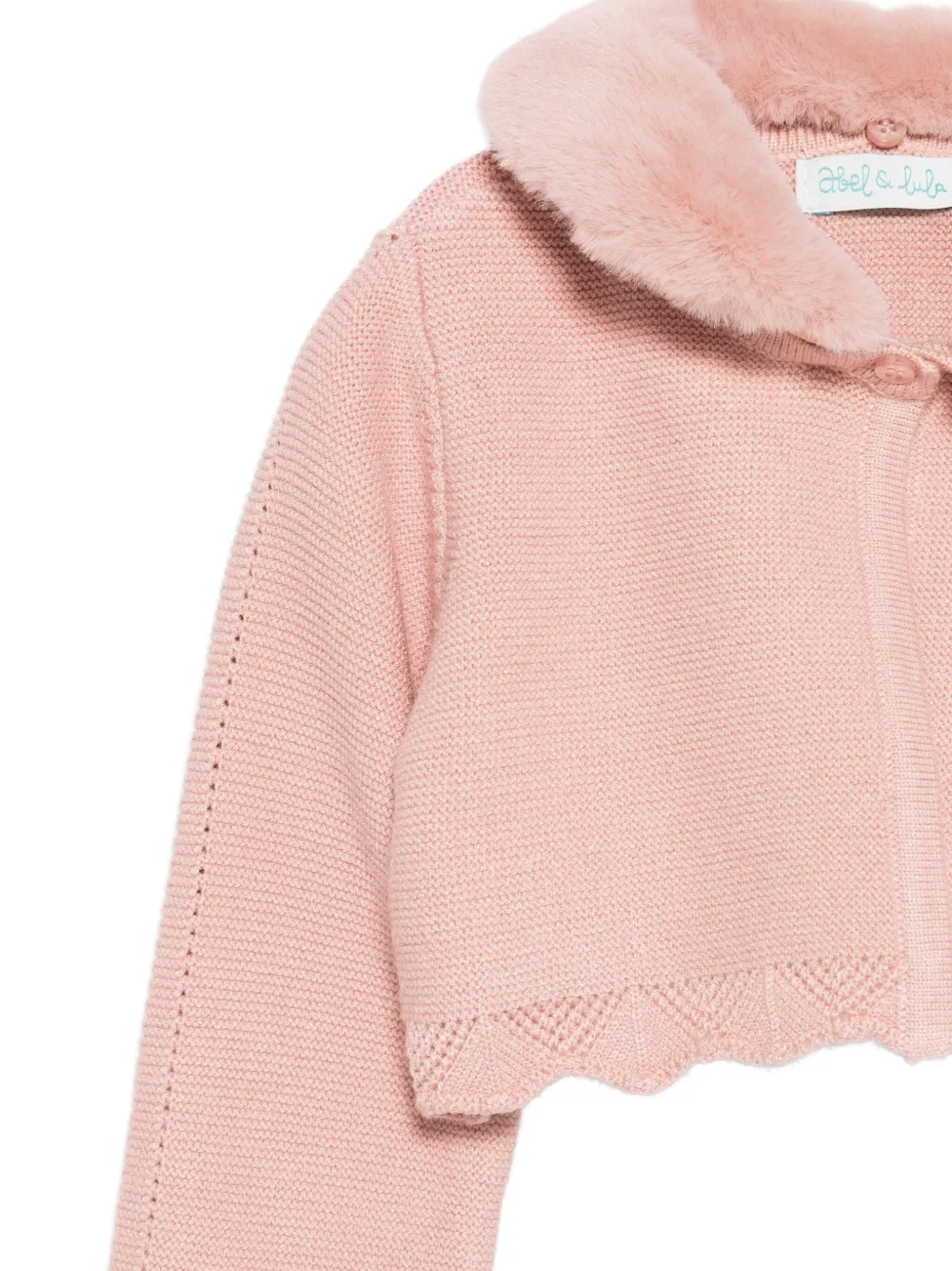 Abel & Lula Gewelfd vest met bontkraag Roze