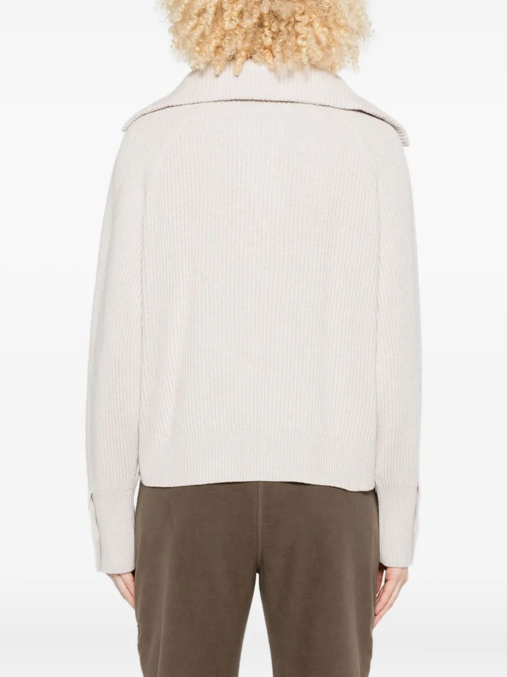 Brunello Cucinelli Ribbed Sailor-collar Sweater In Neutral