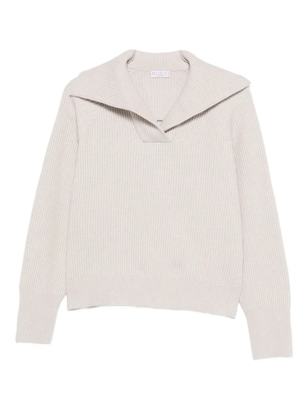 Brunello Cucinelli Ribbed Sailor-collar Sweater In Neutral