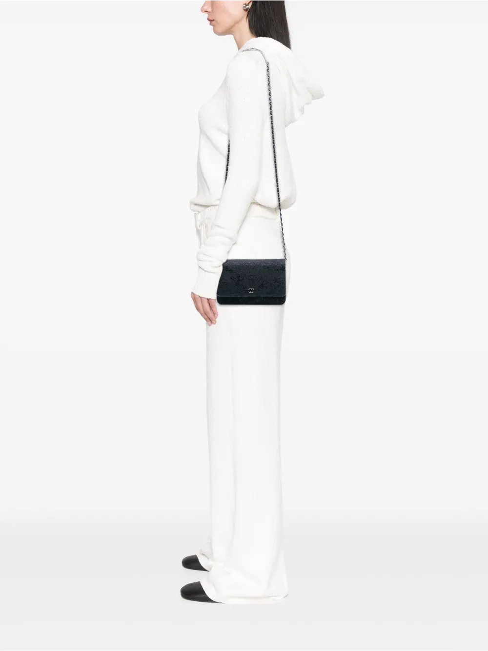 CHANEL Pre-Owned 2014 Lace Overlay Goatskin Wallet On Chain crossbody bag | Pre-Owned | Image 2