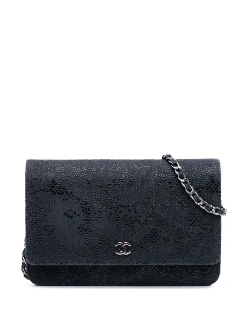 CHANEL Pre-Owned 2014 Lace Overlay Goatskin Wallet On Chain crossbody bag