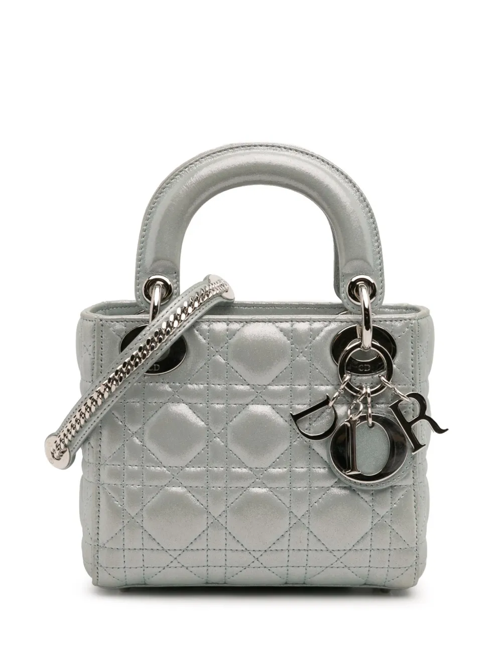 Christian Dior Pre-Owned 2015 ミニ イリディセント ラムスキン カナージュ レディ ディオール Christian Dior Pre-Owned 2015 ミニ イリディセント ラムスキン カナージュ レディ ディオール