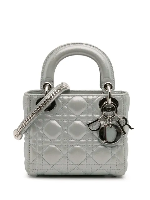 Christian Dior Pre-Owned 2015 Mini Iridescent Lambskin Cannage Lady Dior satchel