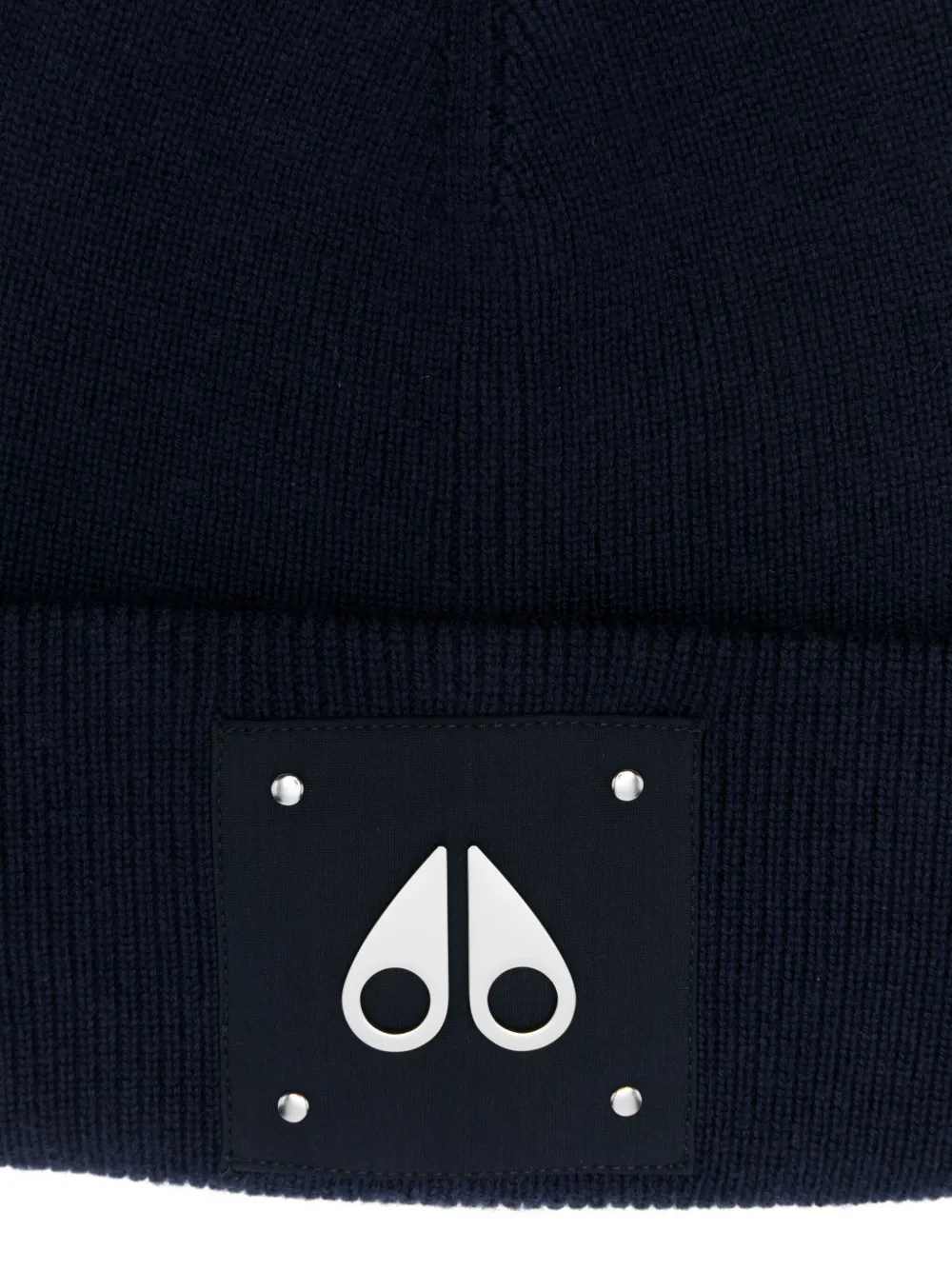 Moose Knuckles Logo-plaque Beanie In Blue