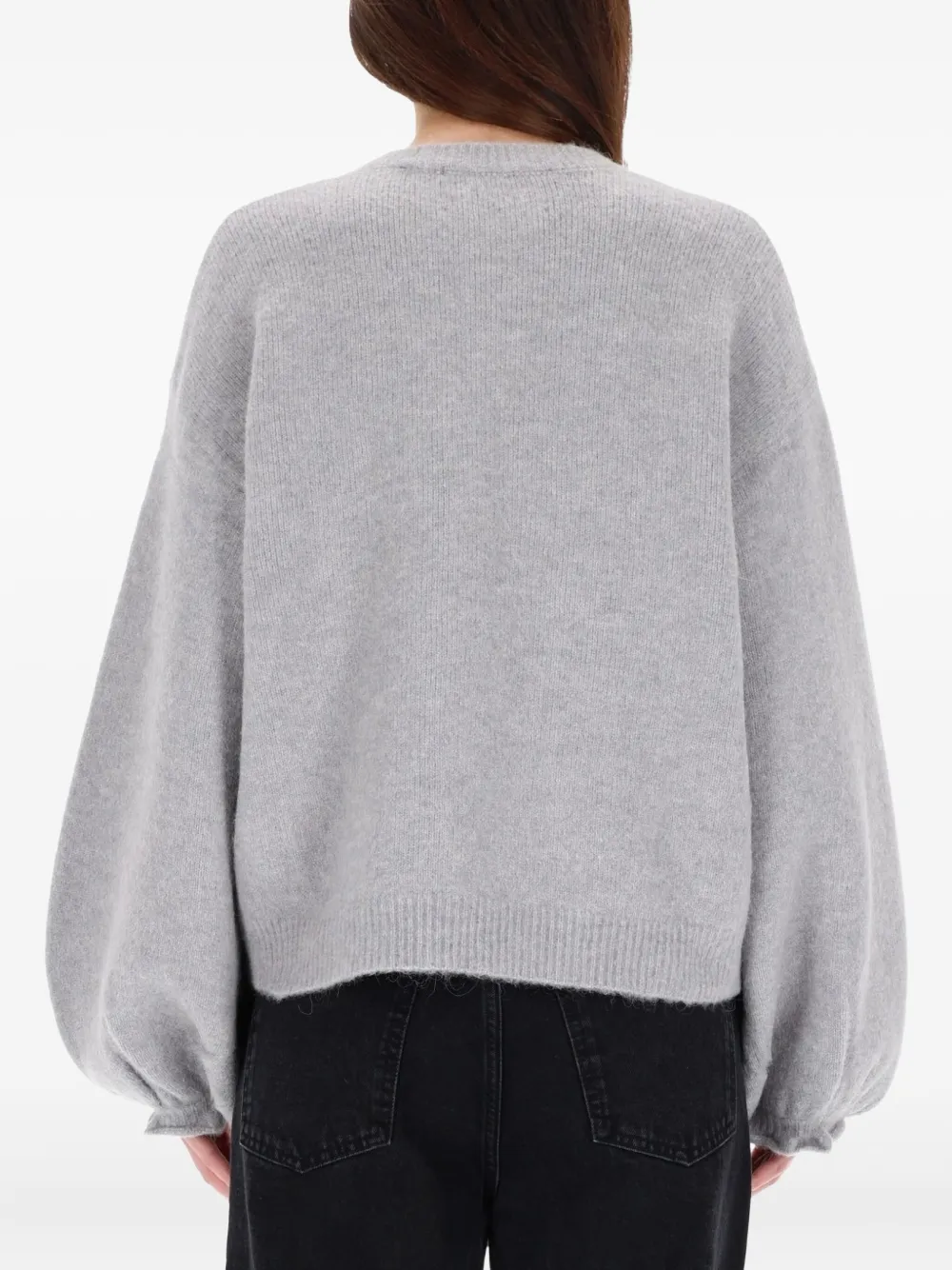 Rotate Birger Christensen Light Grey Sweater With Balloon Sleeves In Gray