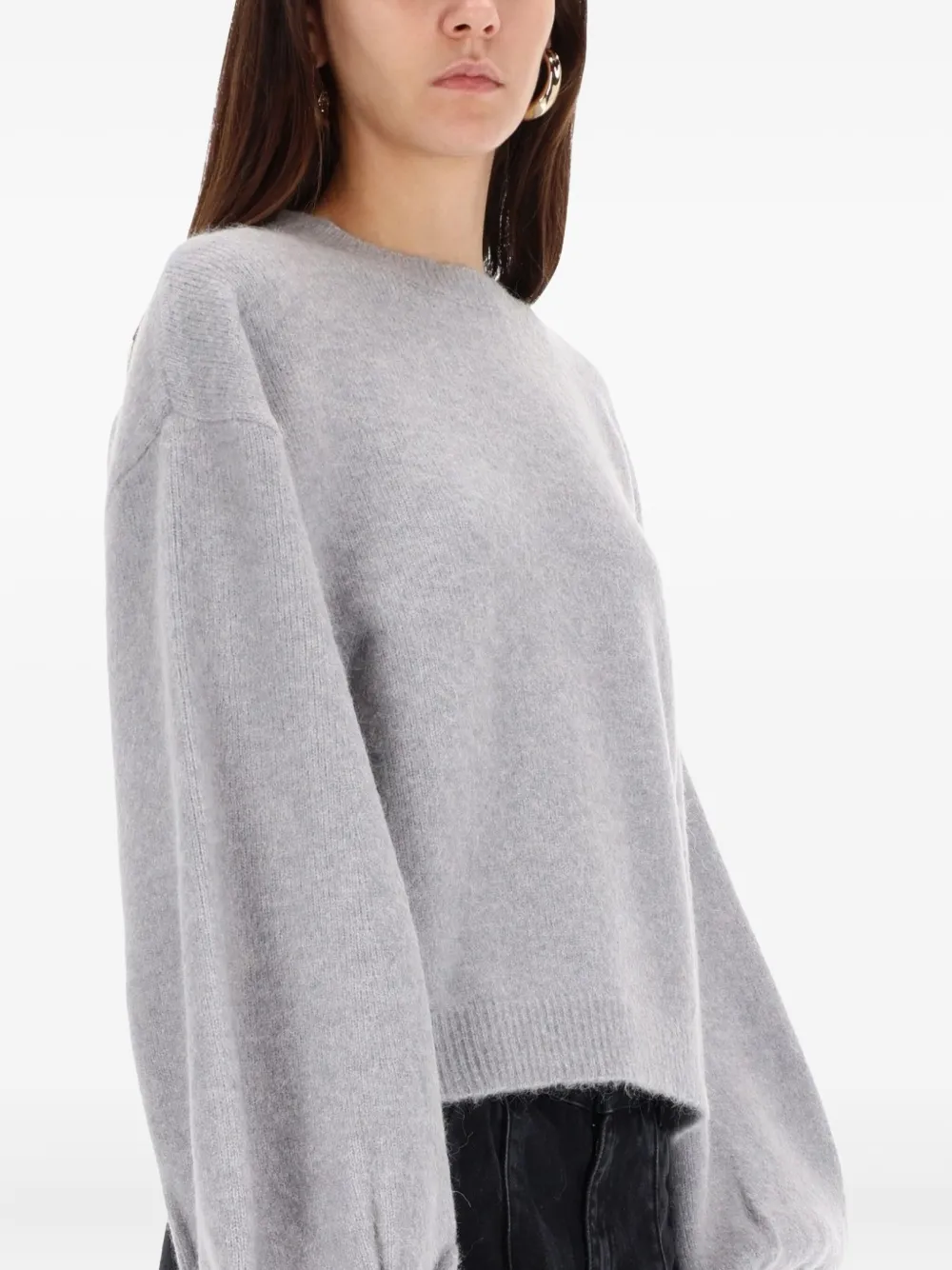 Rotate Birger Christensen Light Grey Sweater With Balloon Sleeves In Gray