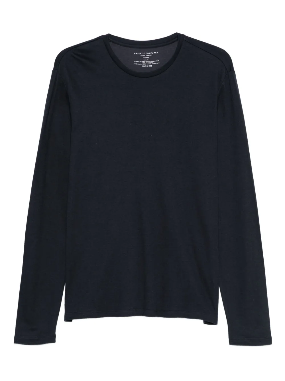 Majestic Long-sleeve Organic-cotton T-shirt In Blue