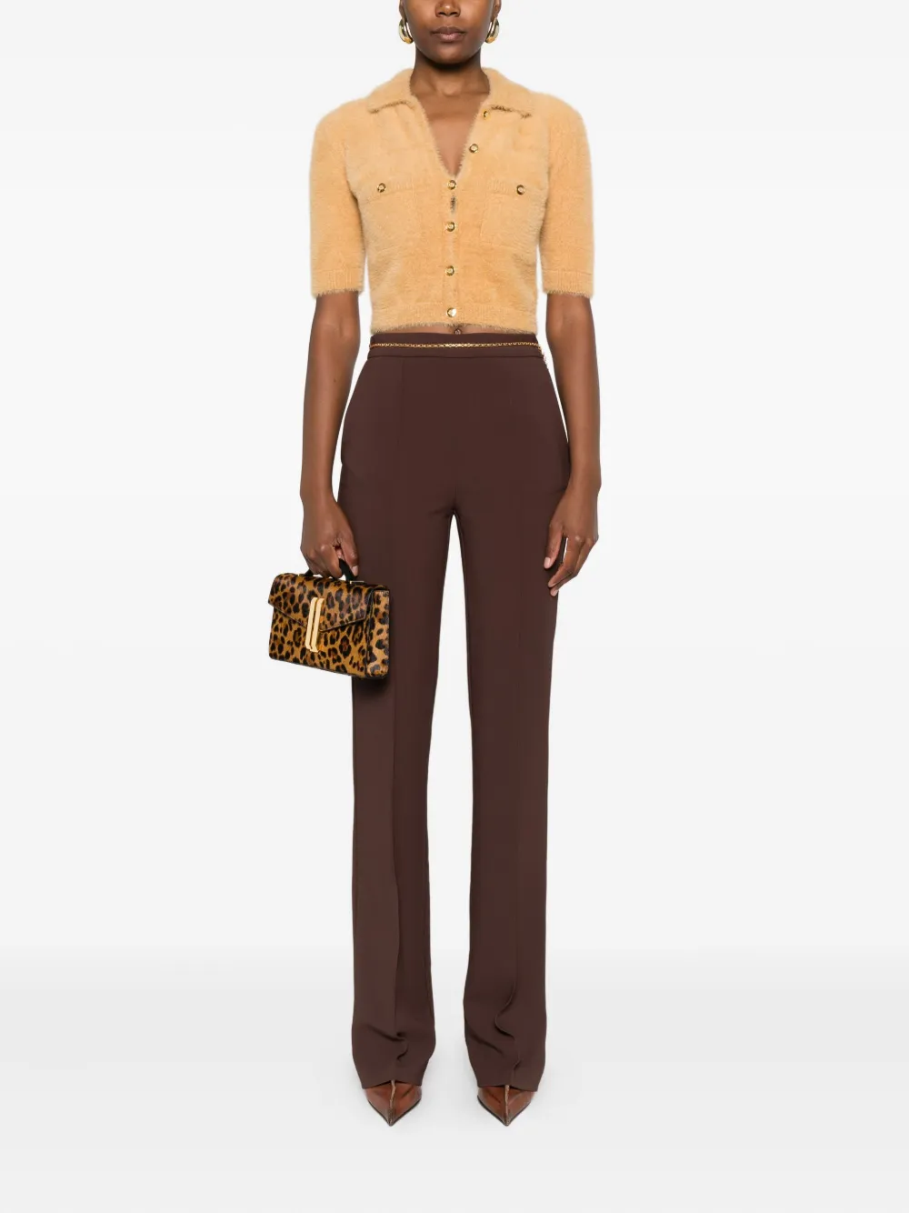 Elisabetta Franchi chain-embellished trousers - Bruin