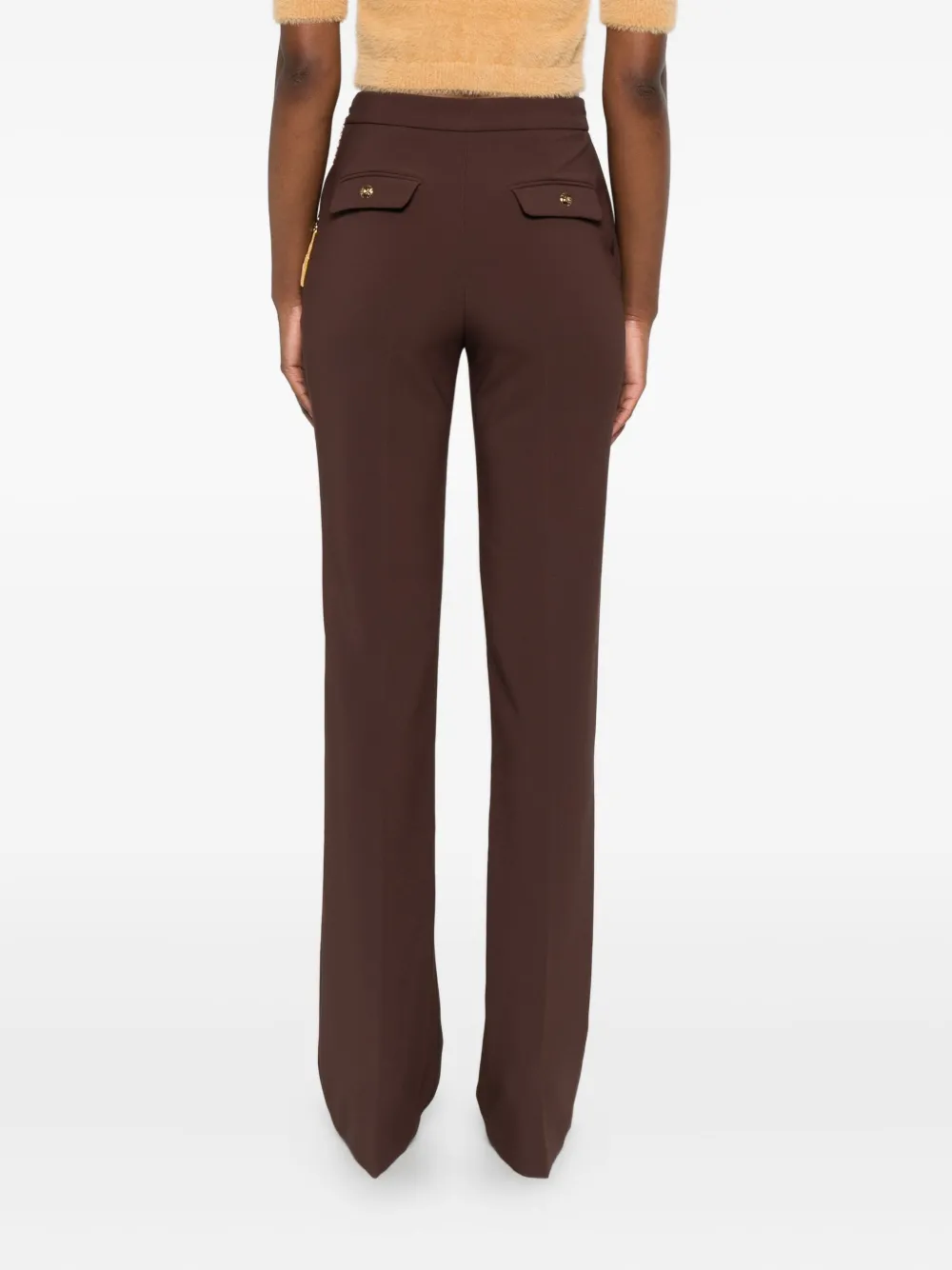 Elisabetta Franchi Chain-embellished Trousers In Brown