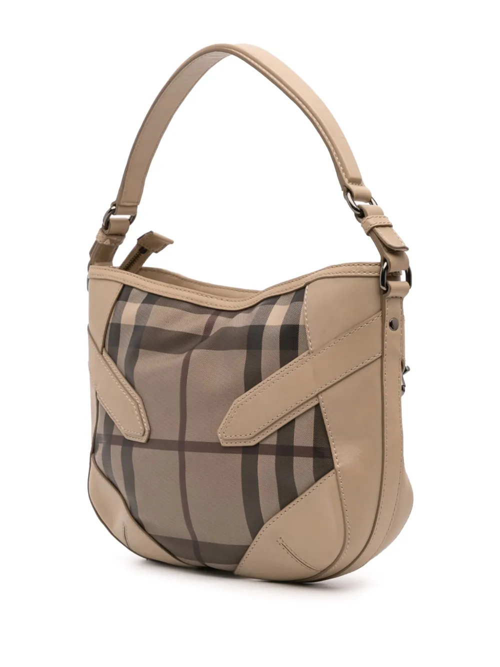 Pre-owned Burberry 2010-2025 Smoke Check Coated Canvas And Leather Satchel In Brown
