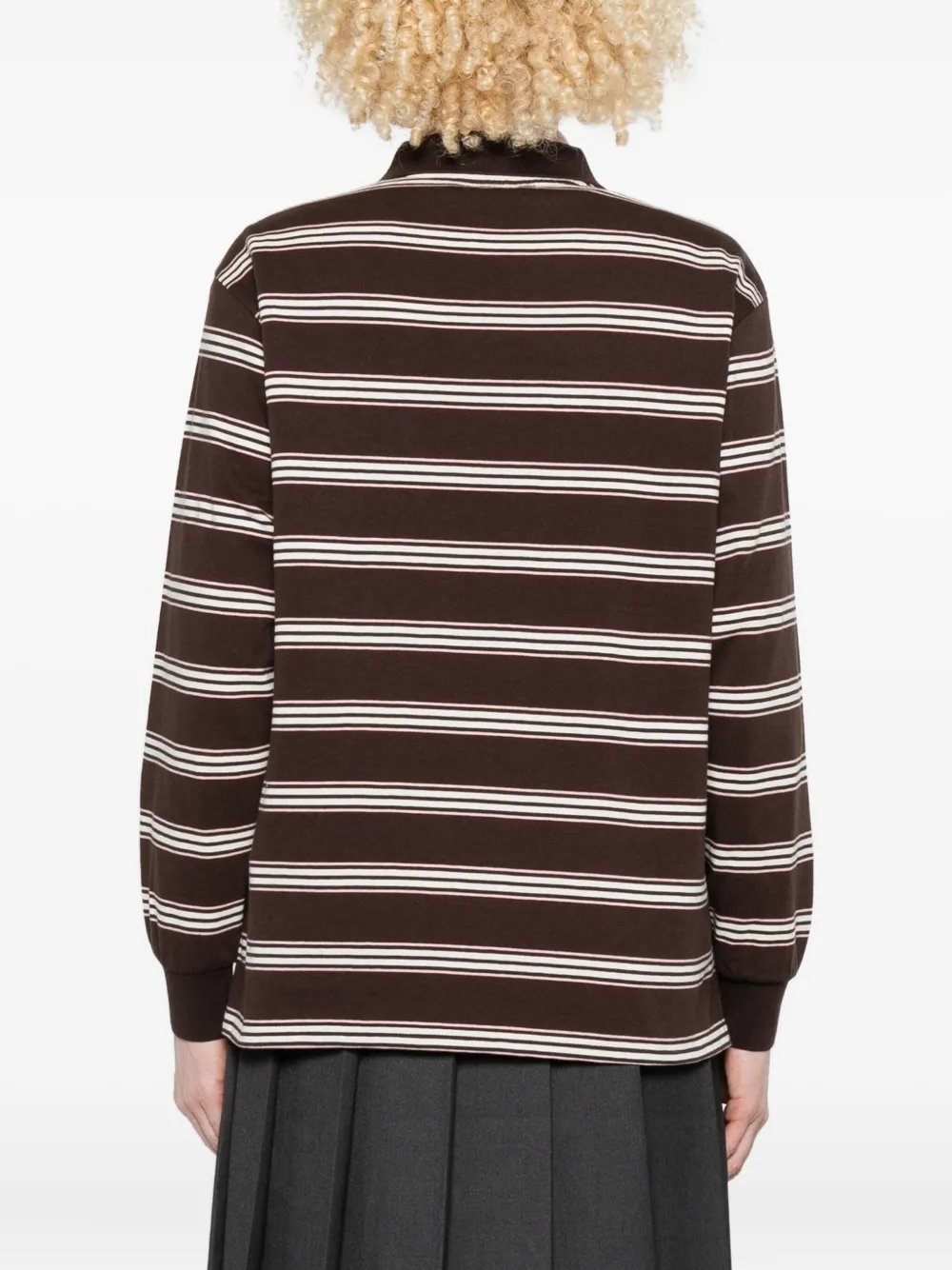 DUNST Gestreept poloshirt met lange mouwen Bruin