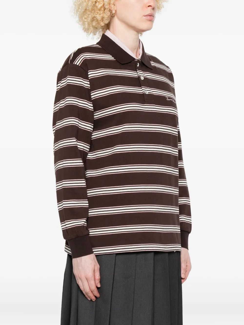 DUNST Gestreept poloshirt met lange mouwen Bruin