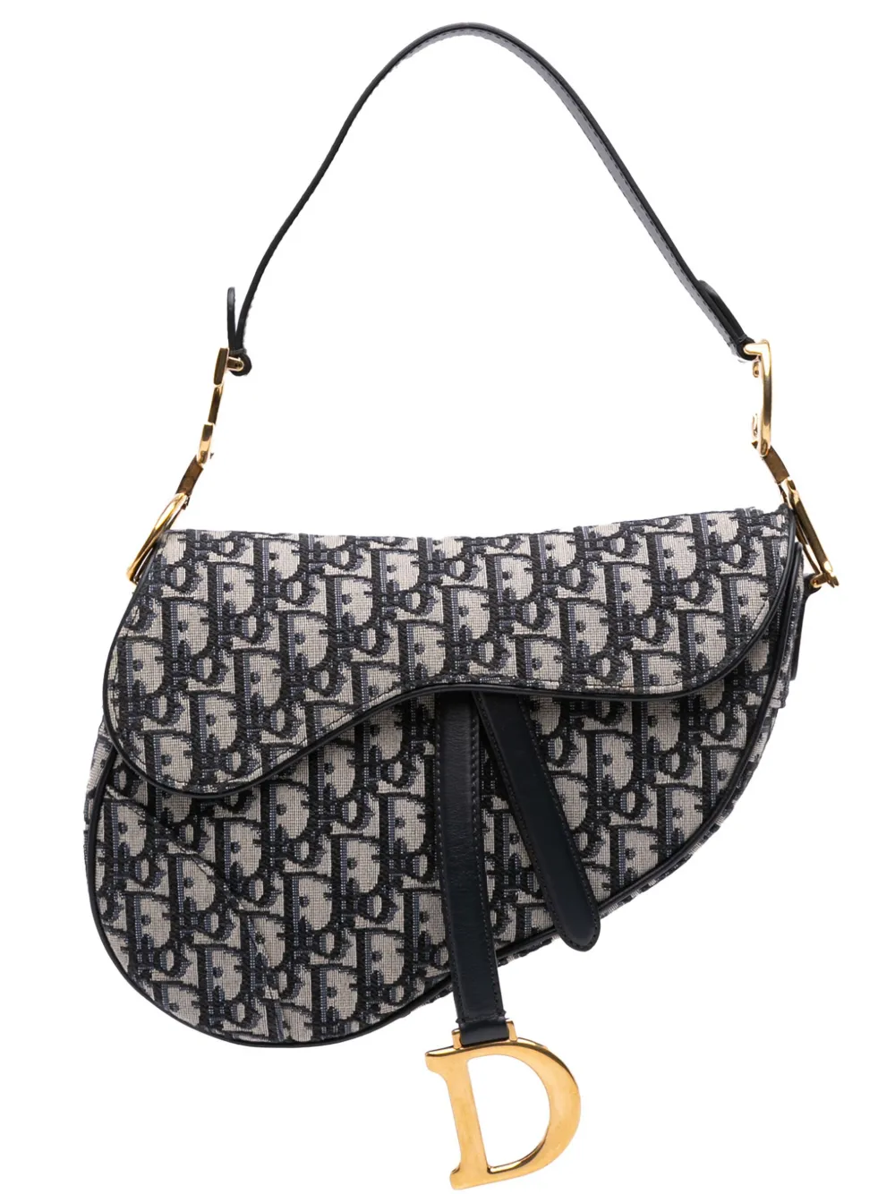 Christian Dior Pre-Owned 2018 オブリーク キャンバス サドル ショルダーバッグ - ブルー Christian Dior Pre-Owned 2018 オブリーク キャンバス サドル ショルダーバッグ - ブルー
