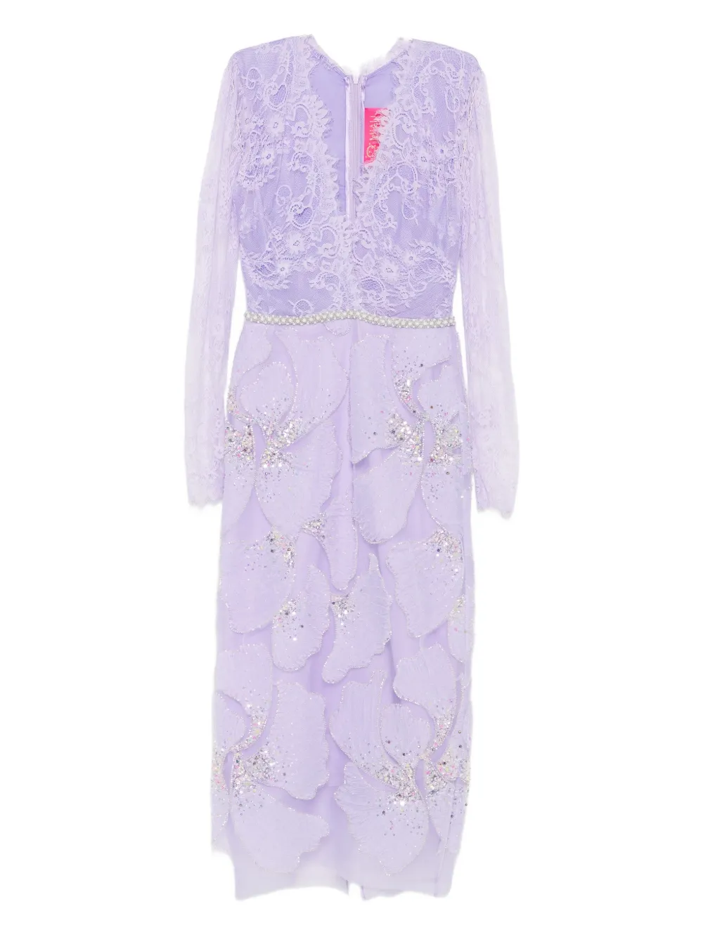 Miau By Clara Rotescu Lace-appliqué Embellished Dress In Purple