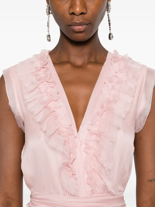 MIAU By Clara Rotescu Ruffled Tiered Maxi Dress | Pink | FARFETCH