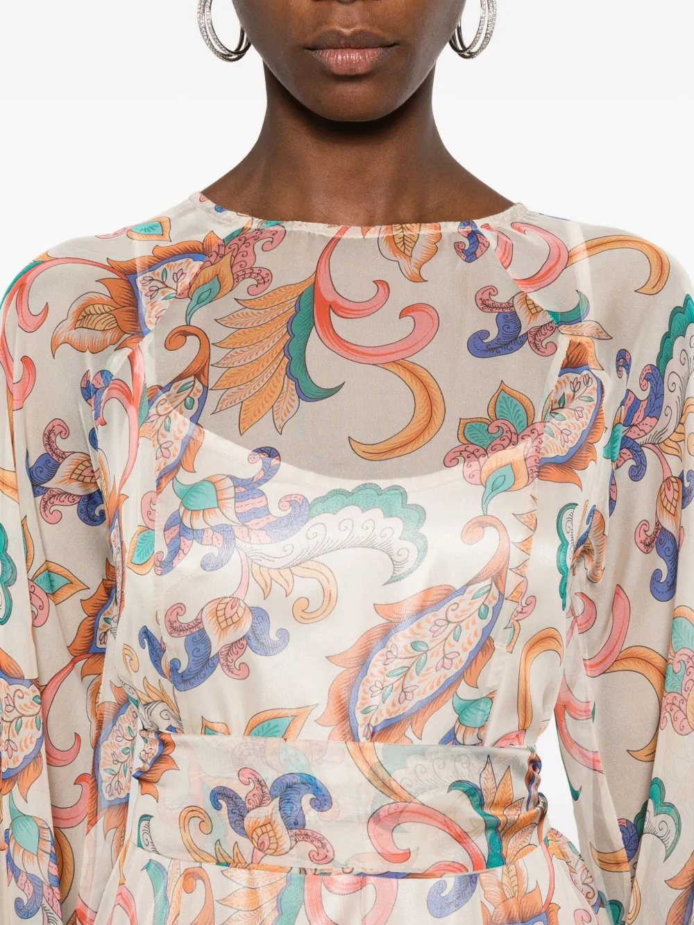 Miau By Clara Rotescu Paisley-print Belted Dress In Multi
