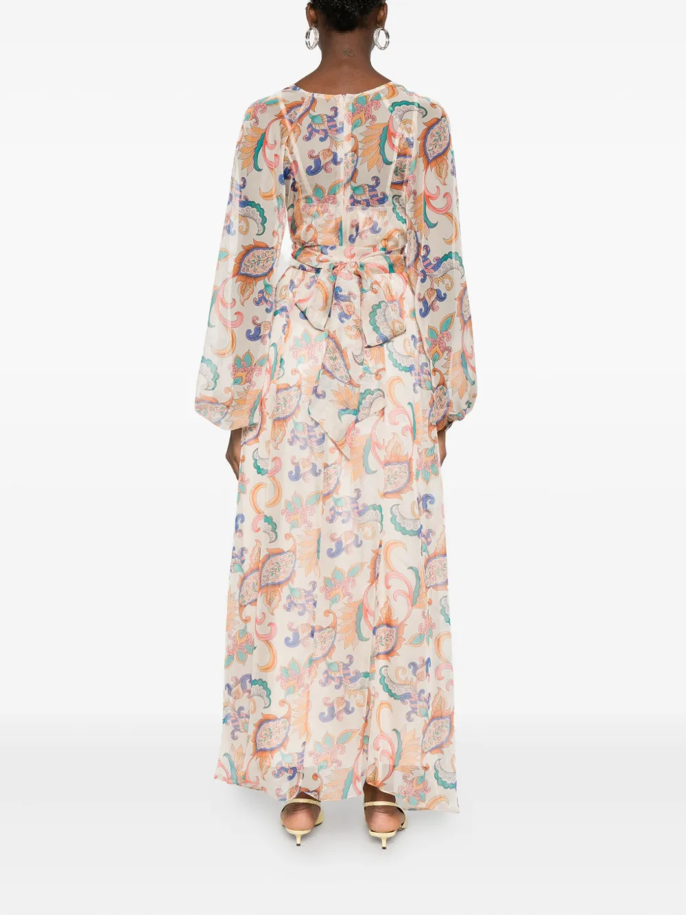 Miau By Clara Rotescu Paisley-print Belted Dress In Multi