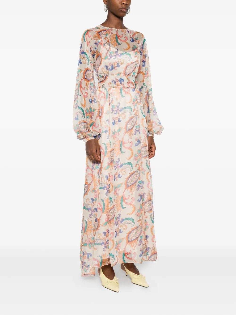 Miau By Clara Rotescu Paisley-print Belted Dress In Multi