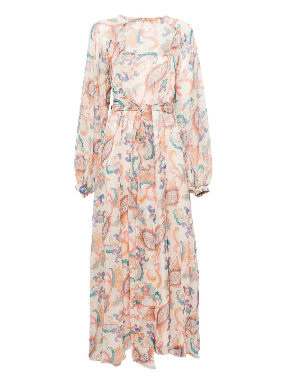 MIAU by Clara Rotescu paisley-print belted dress - ニュートラル MIAU by Clara Rotescu paisley-print belted dress - ニュートラル