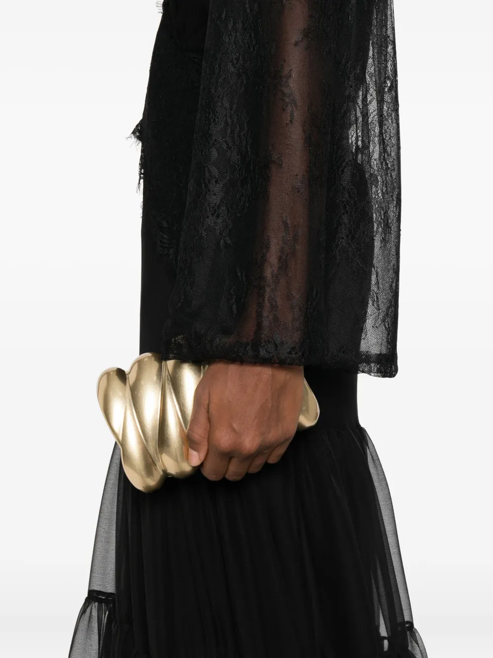 Miau By Clara Rotescu Lace-panel Tiered Maxi Dress In Black
