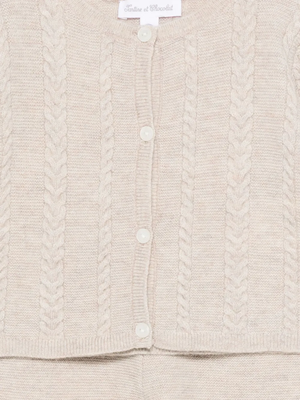 Tartine Et Chocolat Cable-knit Trousers (set Of Two) In Neutral