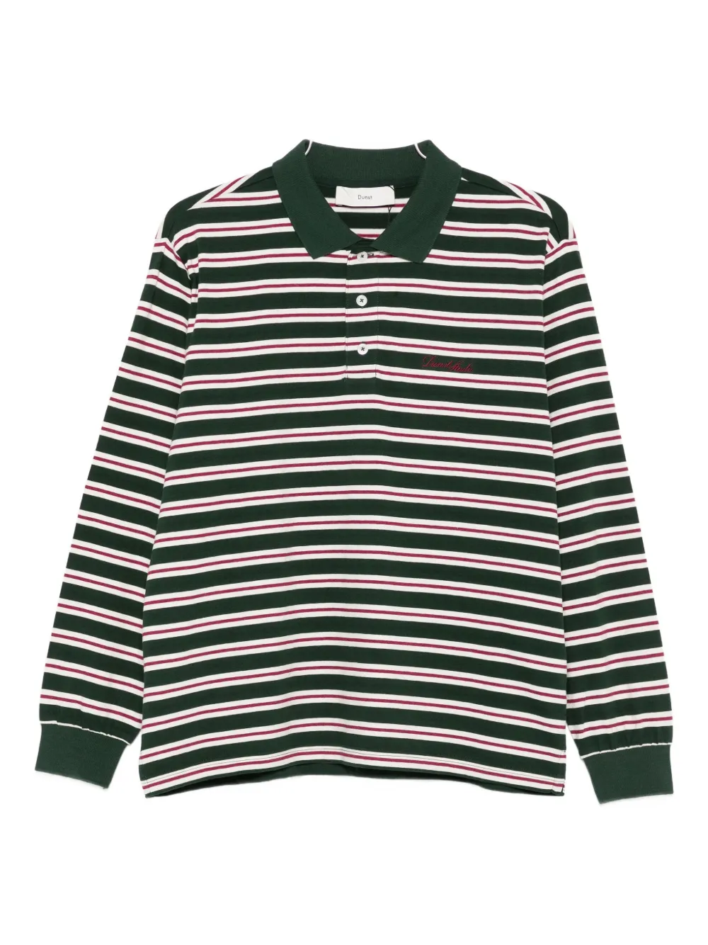 Dunst Striped Long-sleeve Polo Shirt In Green