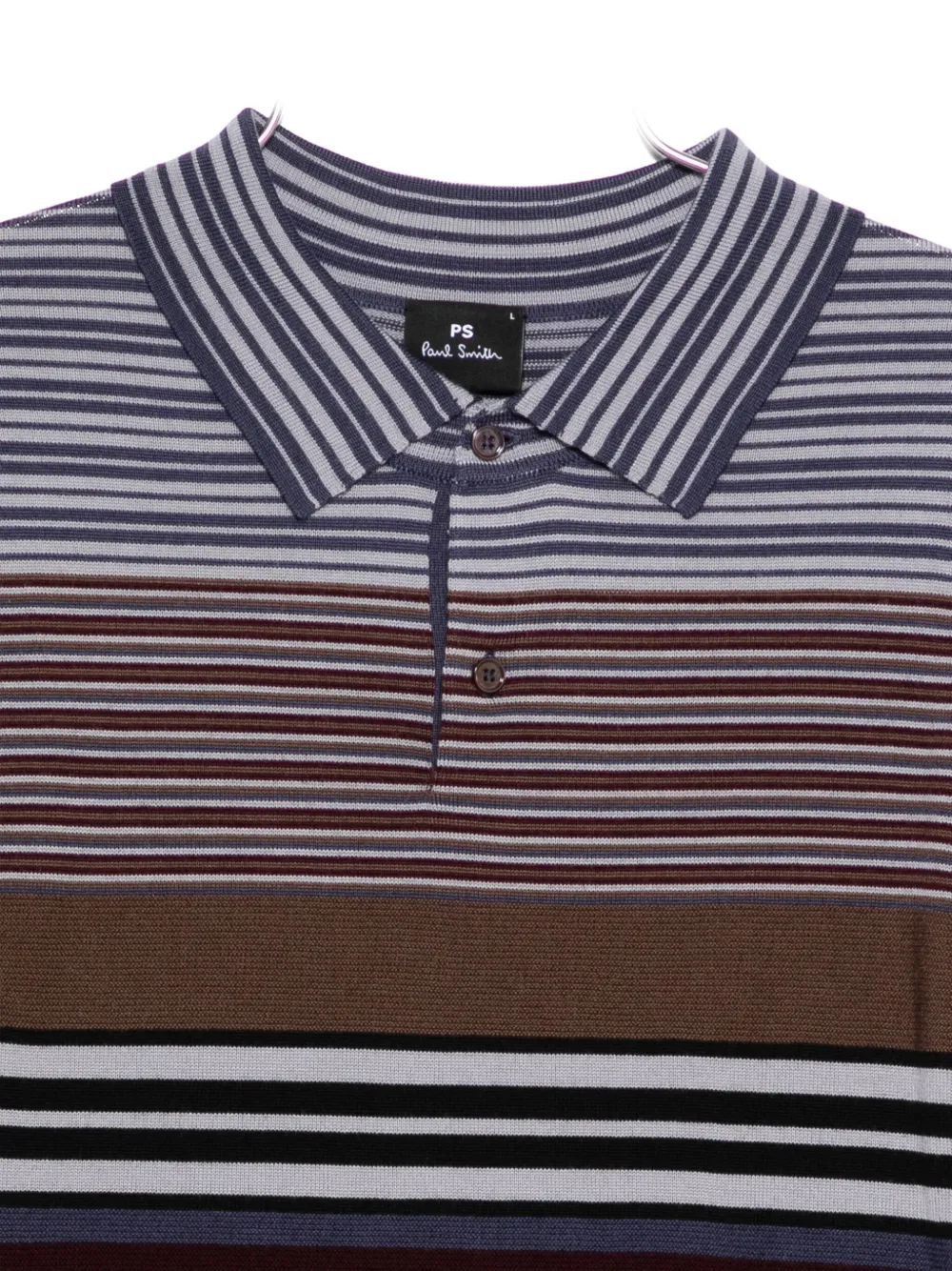 Ps By Paul Smith Purple Merino Wool Stripe Long-sleeve Polo Shirt In Multi