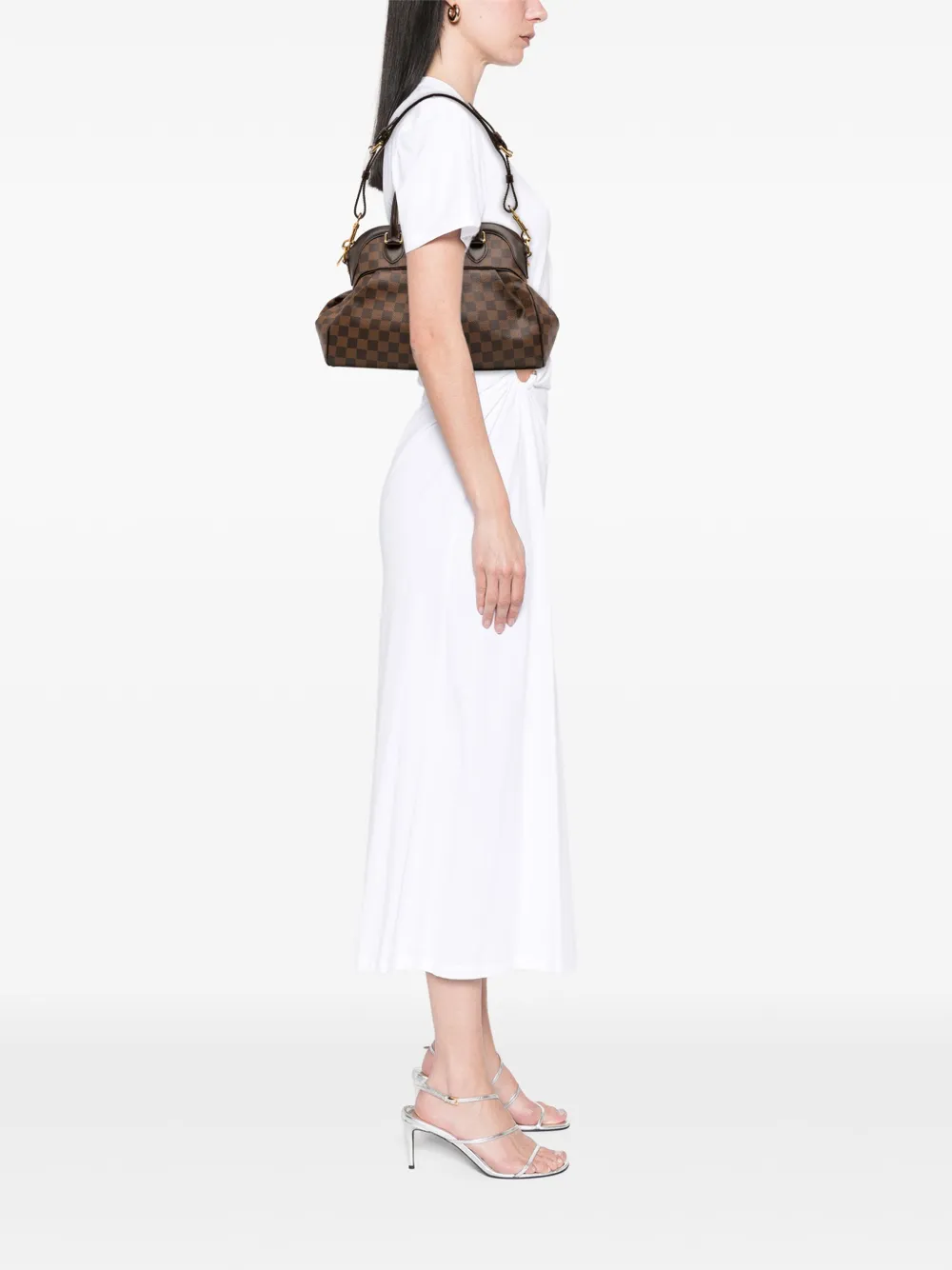 Pre-owned Louis Vuitton 2010 Damier Ebene Trevi Pm Satchel In Brown