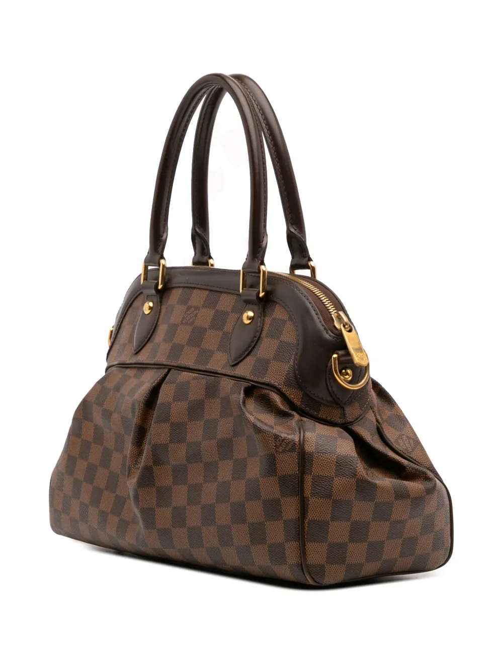 Pre-owned Louis Vuitton 2010 Damier Ebene Trevi Pm Satchel In Brown