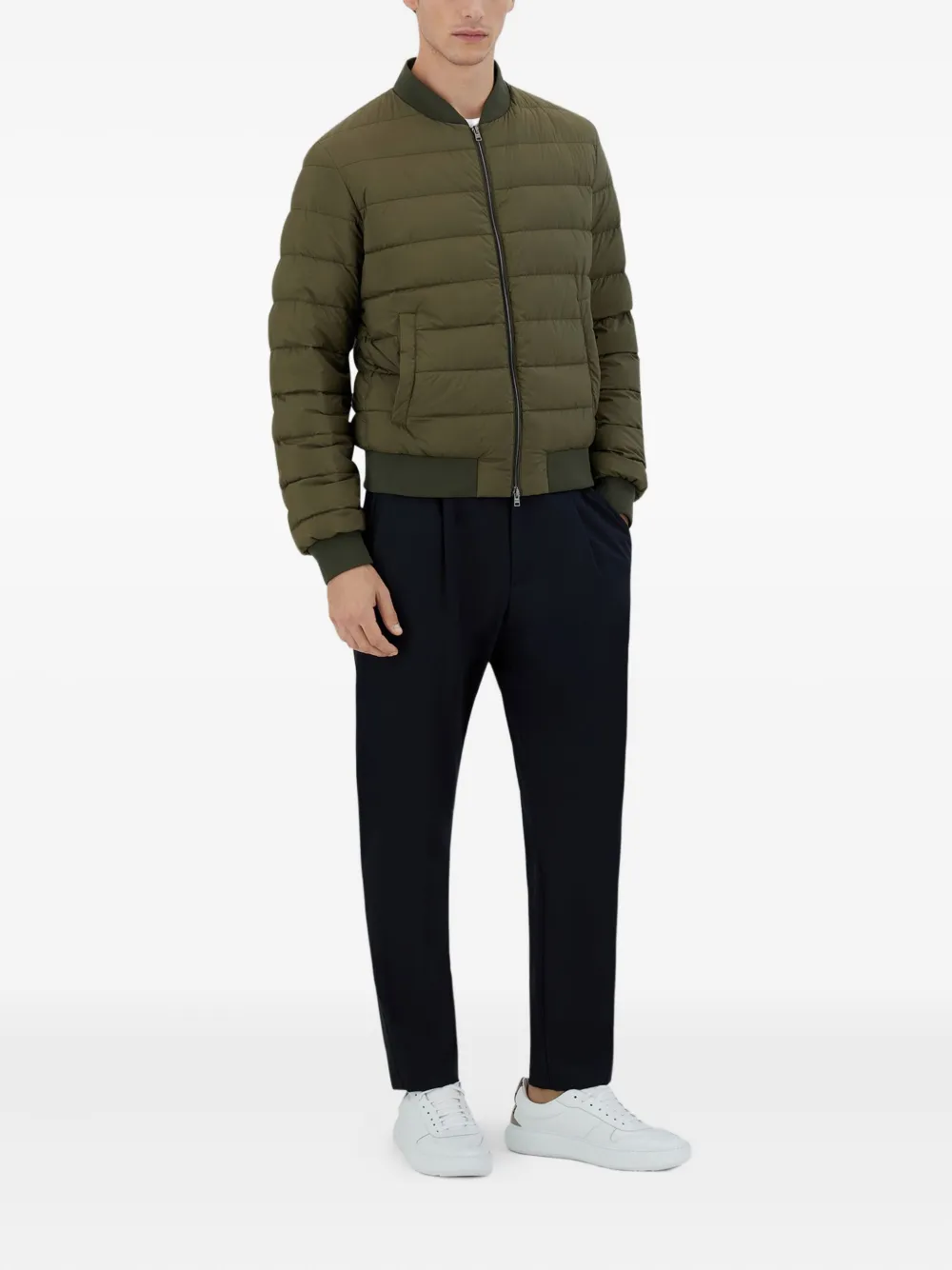 Herno Quilted Bomber Jacket In Green