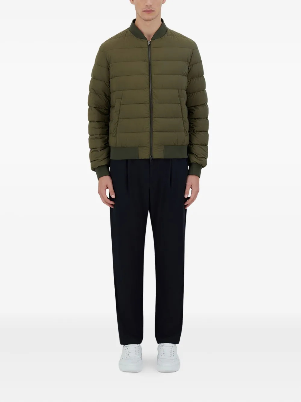 Herno Quilted Bomber Jacket In Green
