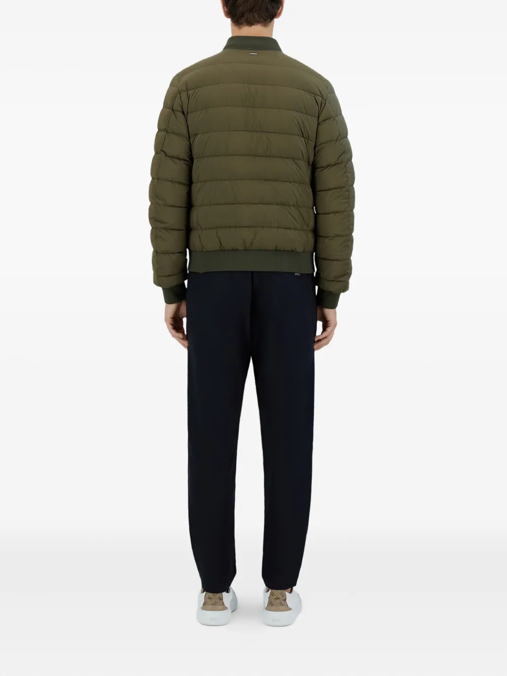 Herno Quilted Bomber Jacket In Green