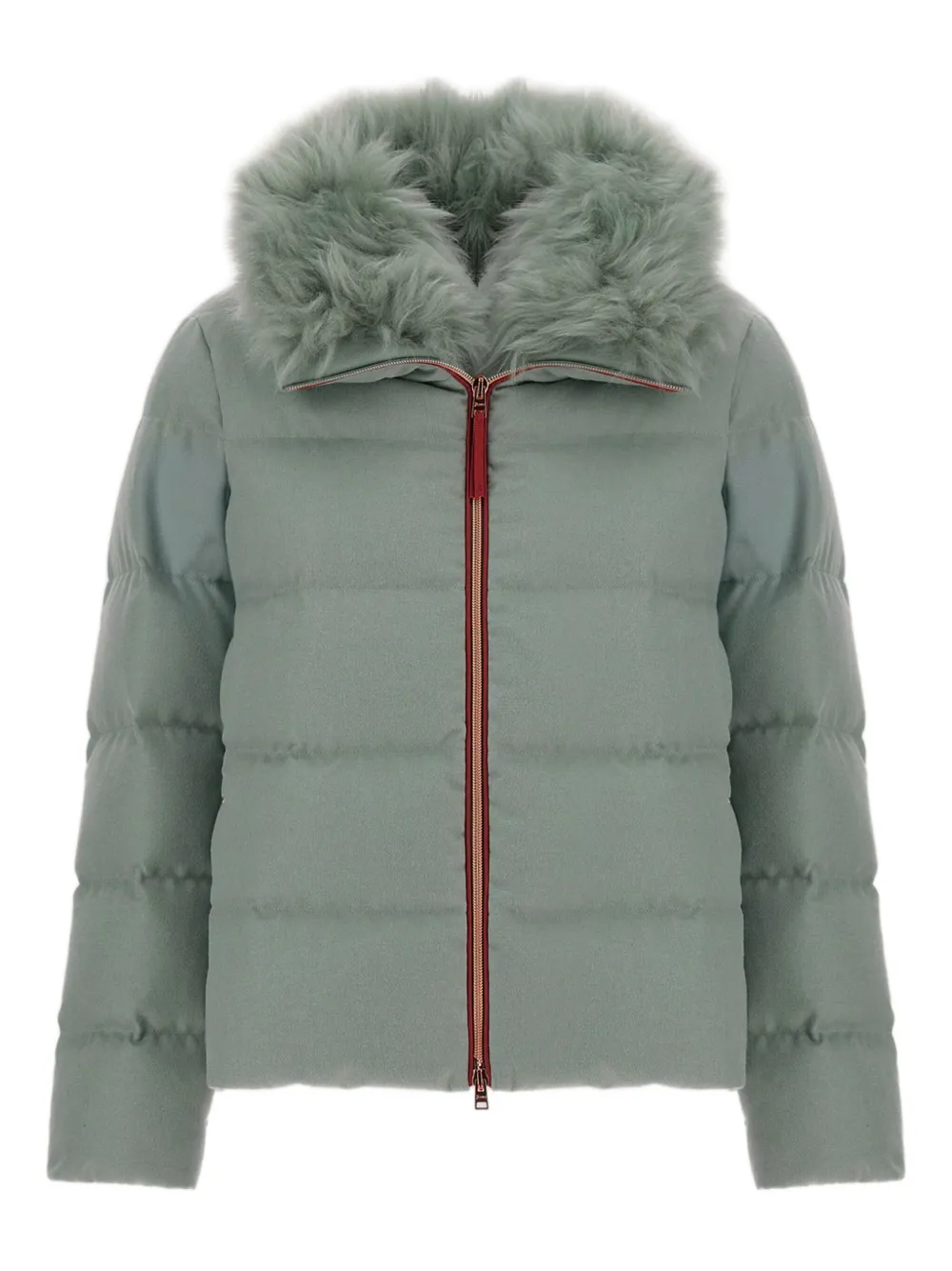 Herno Gesteppte Jacke mit Pelzkragen - Grün